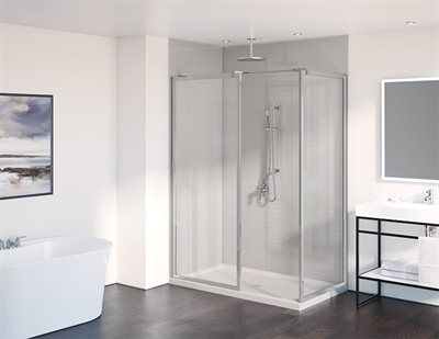 Elera Fixed shower panels, 2 sided, 5/16 (8 mm) glass, 79 H (80 to top of support bar bracket)
