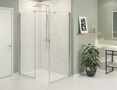 Station Plus Fixed shower panel, 3/8 (10 mm) glass, 79 H (80 1/2 to top of support bar)